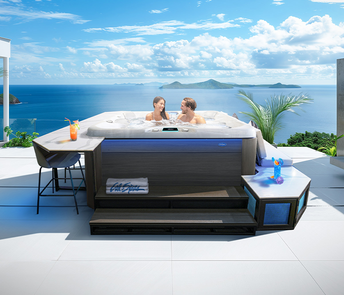 Calspas hot tub being used in a family setting - Sunrise